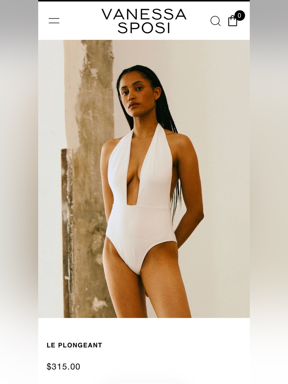 Le Plongeant White Halter Plunge One-Piece